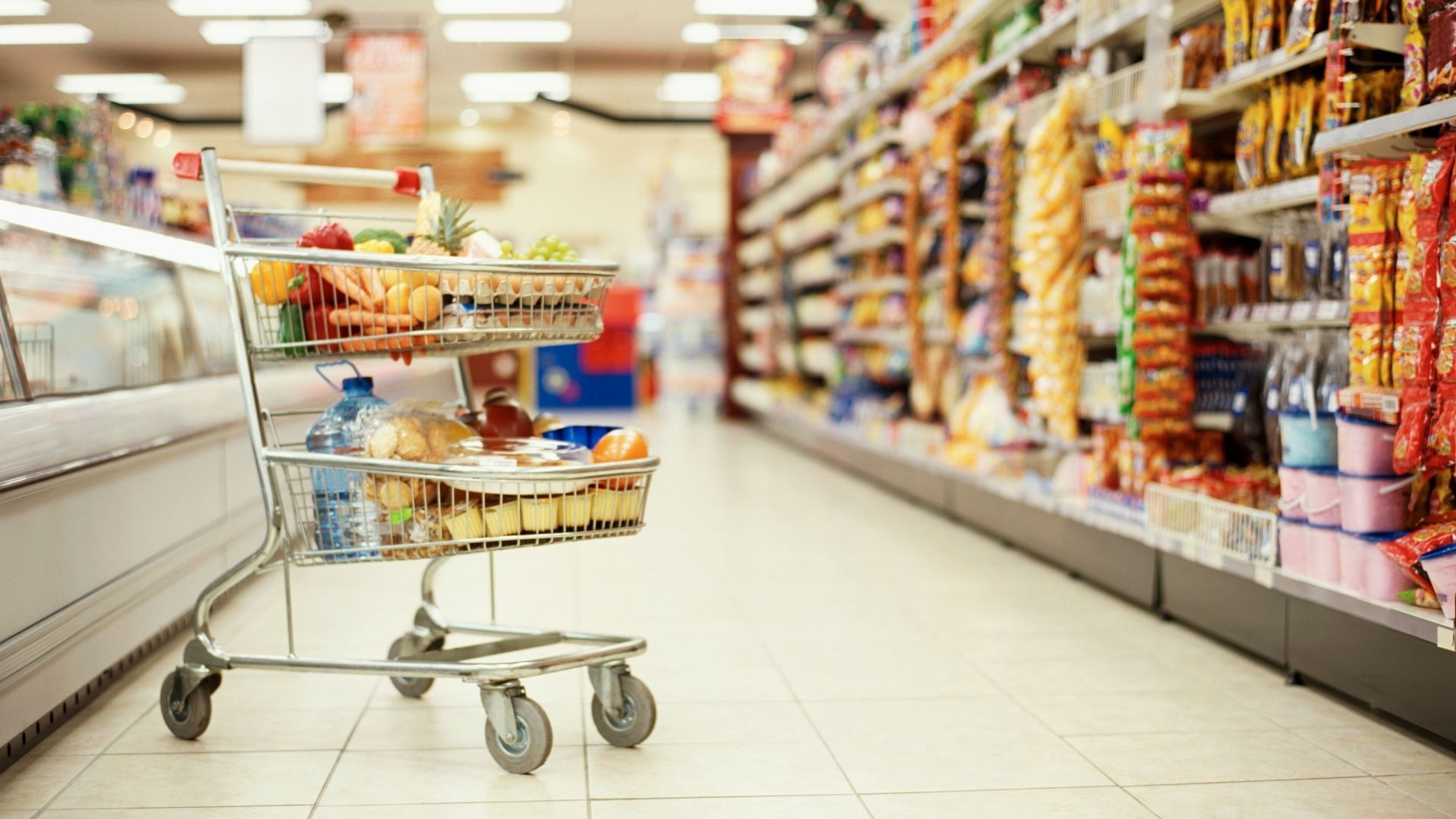  carrello della spesa all'interno del reparto supermercato igienizzato da Cleanter Teramo Abruzzo